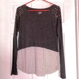 Justice Dark Grey/Silver Long Sleeve Jeweled Shirt Size 20